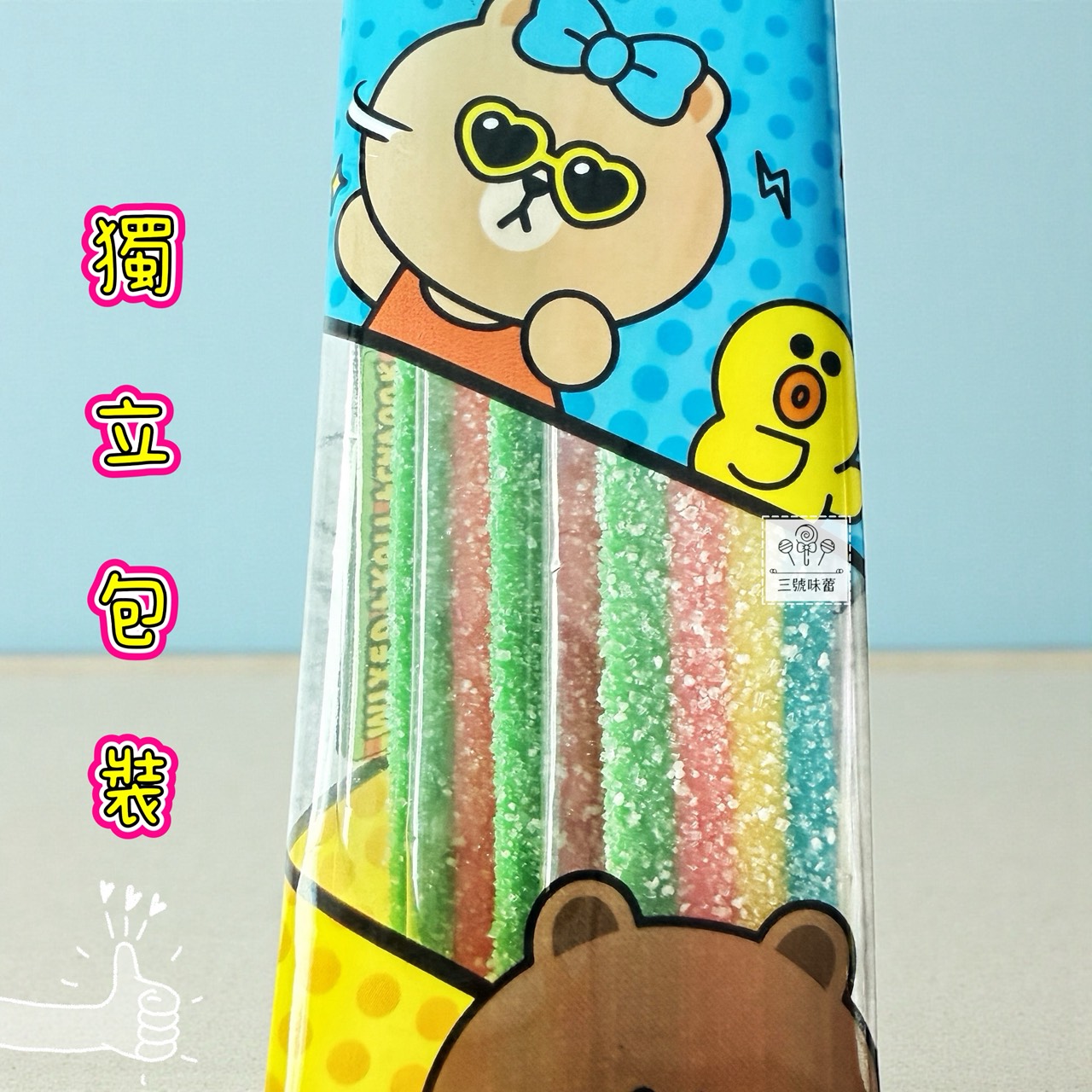 LINE FRIENDS 綜合水果風味棒棒糖、綜合水果彩虹酸帶糖、水果嚼嚼糖